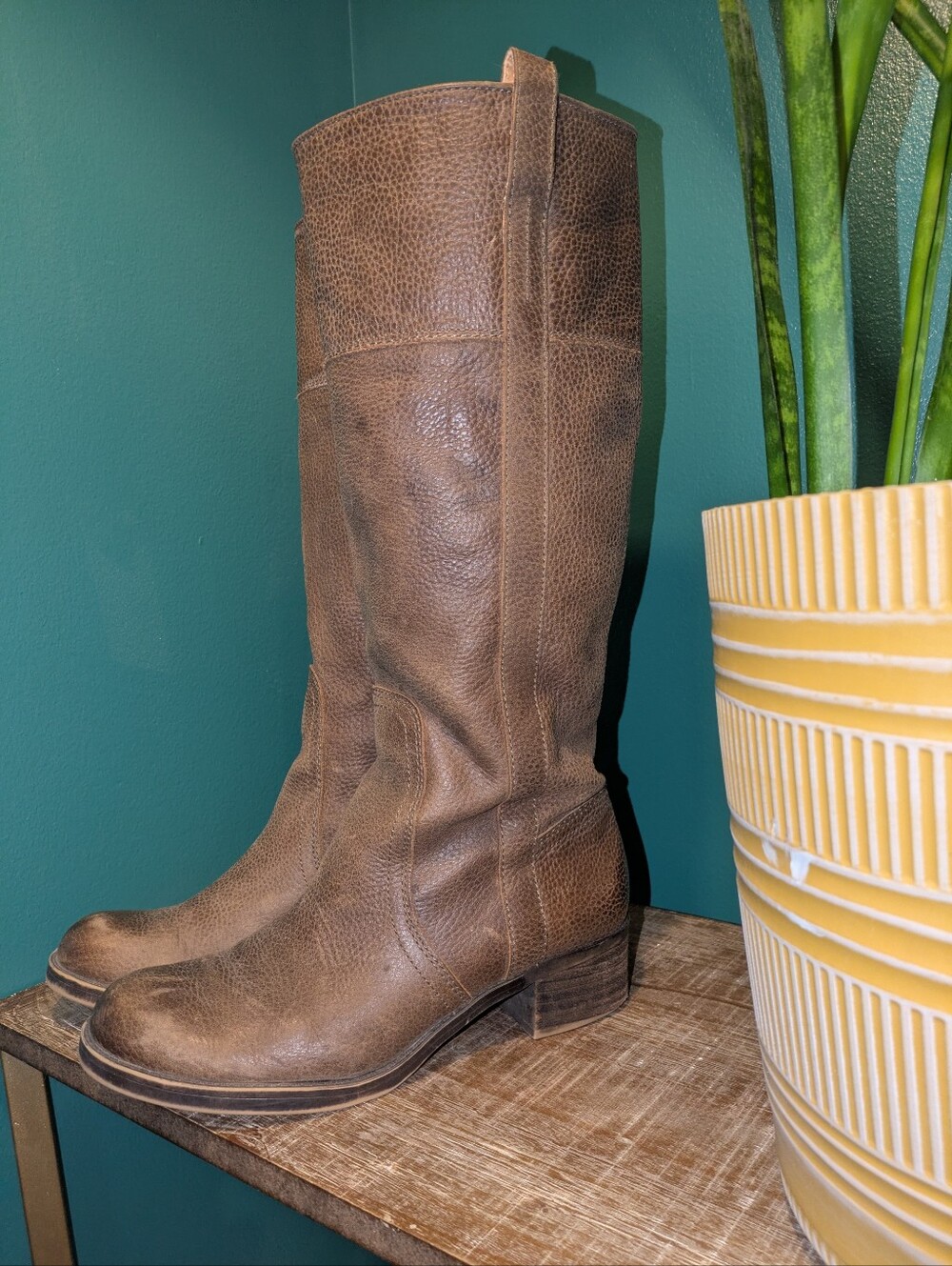 Lucky Brand Distressed Pull On Tall Boots Hybiscus Style Sz 8.5
